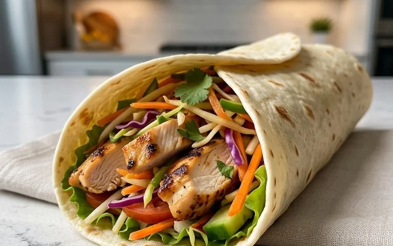 Thai Chicken Wrap with Crunchy Asian Slaw