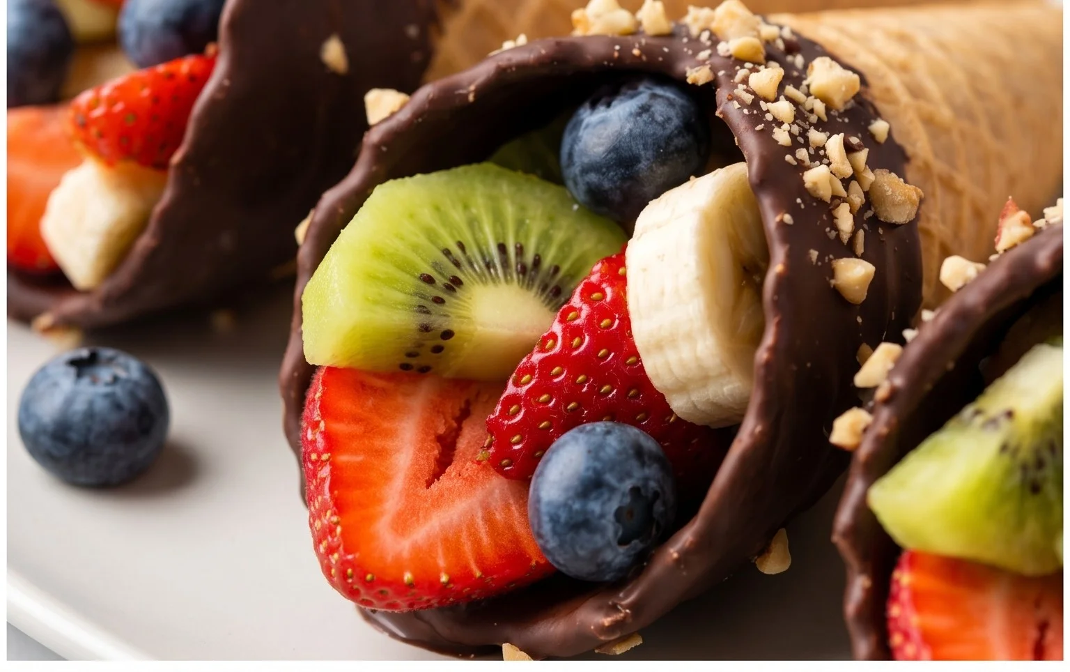 Chocolate Dipped Fruit Filled Cones