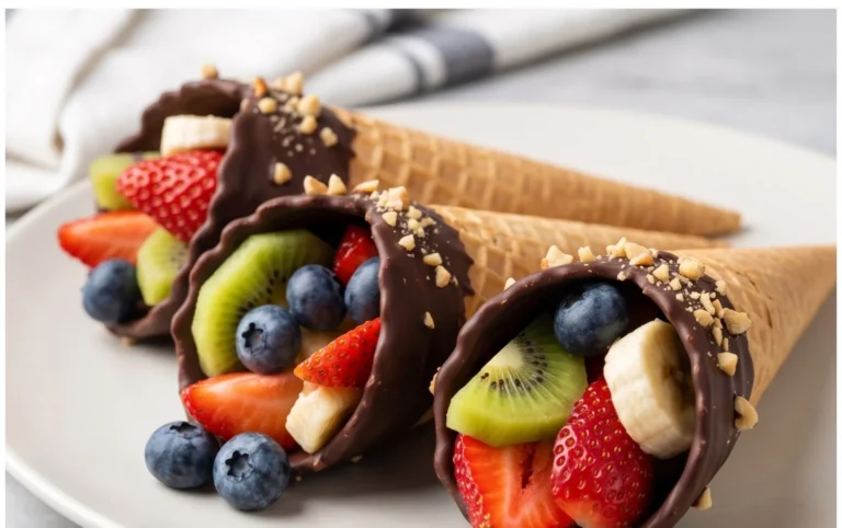 Chocolate Dipped Fruit Filled Cones