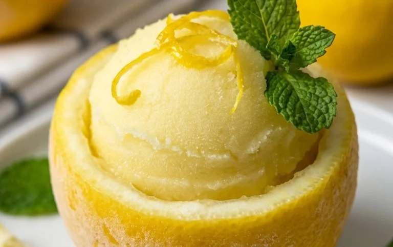 Sorbetto di Limone Dressed Up in a Frozen Lemon Shell
