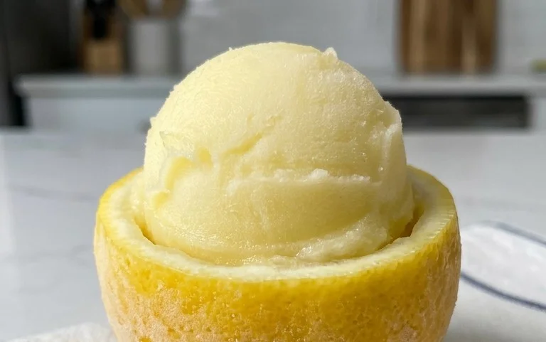 Sorbetto di Limone Dressed Up in a Frozen Lemon Shell