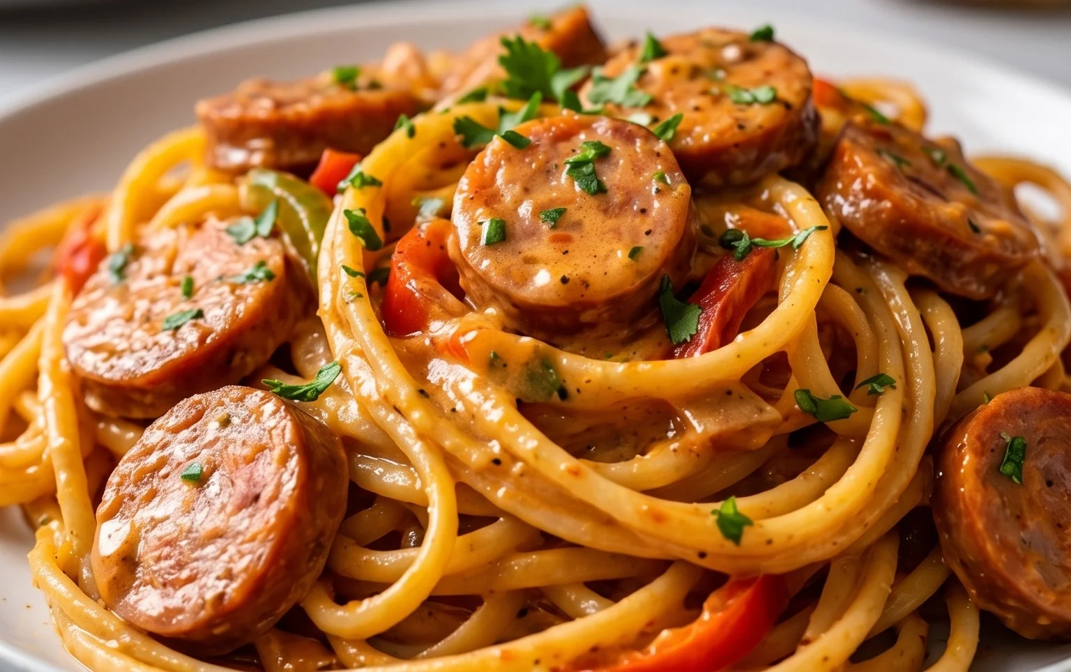 One Pot Creamy Cajun Sausage Pasta (30-Minutes)