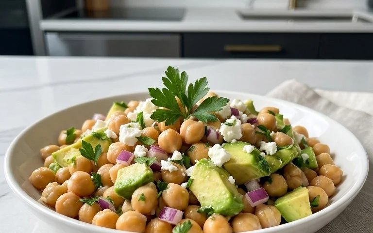 Chickpea Feta Avocado Salad