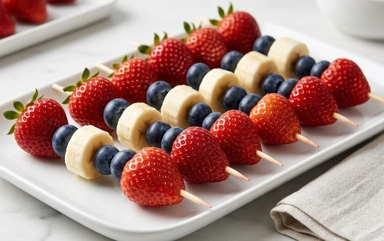 Red, White and Blue Fruit Kabobs