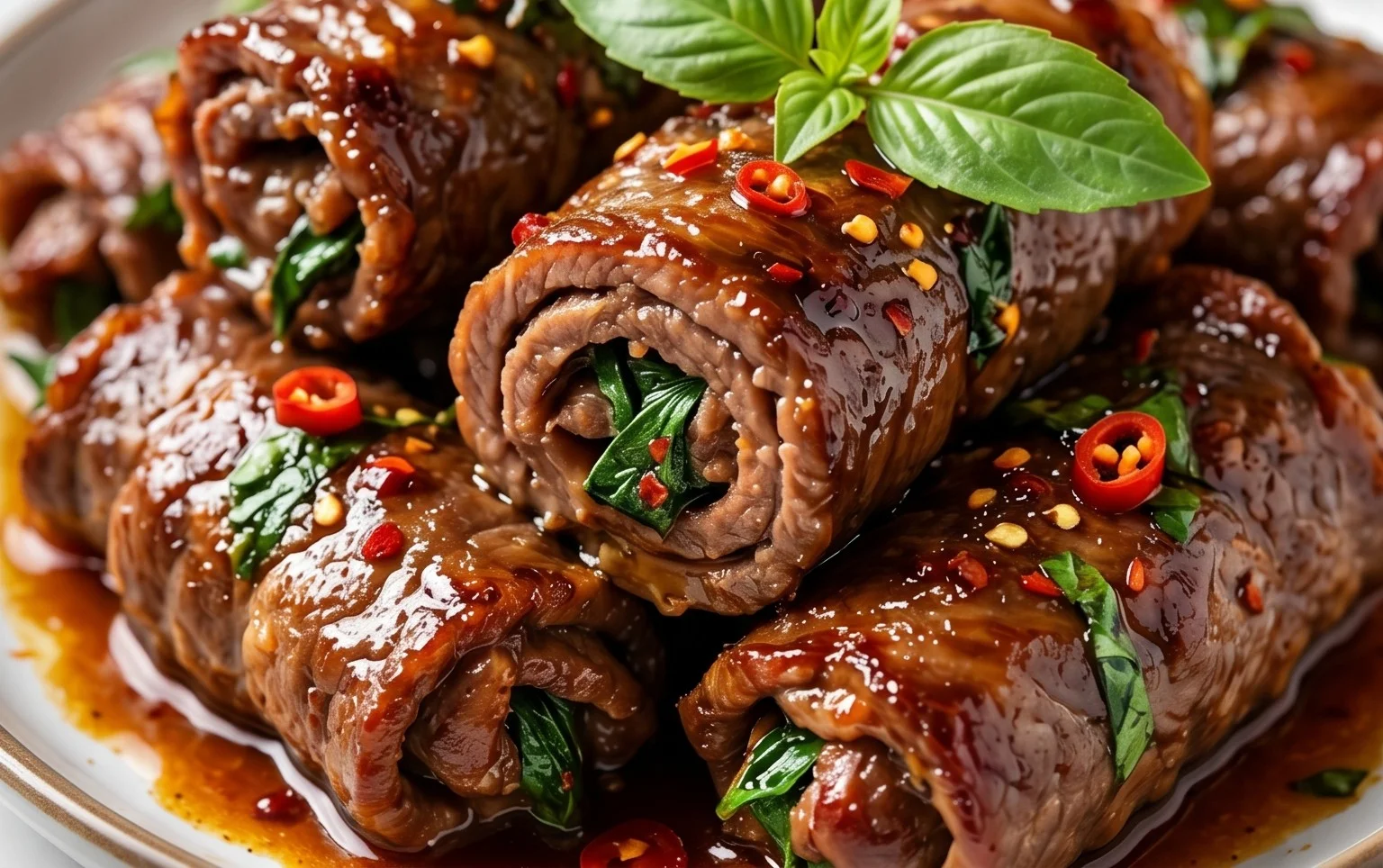 Thai Basil Beef Rolls