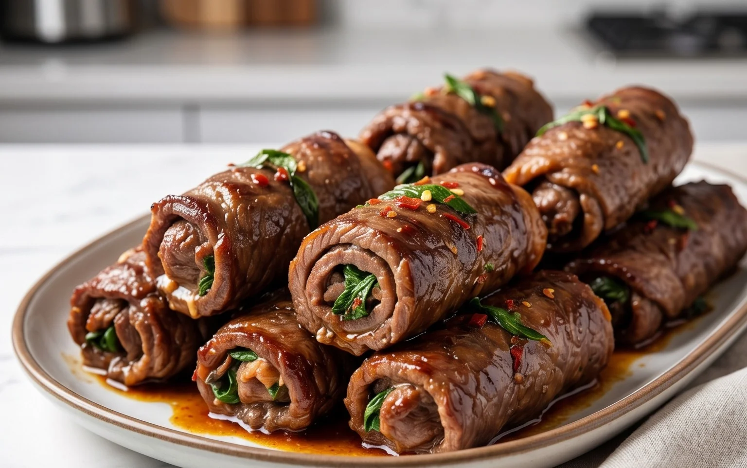 Thai Basil Beef Rolls