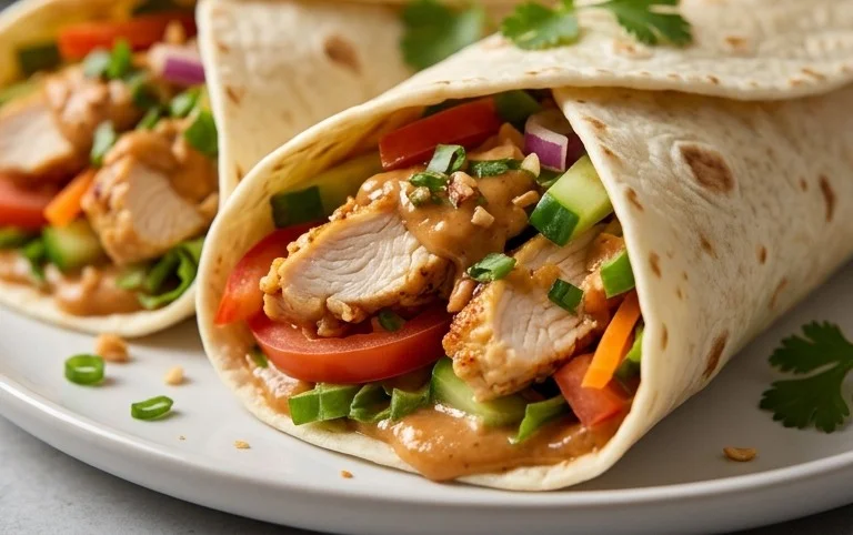 Thai Peanut Chicken Wraps