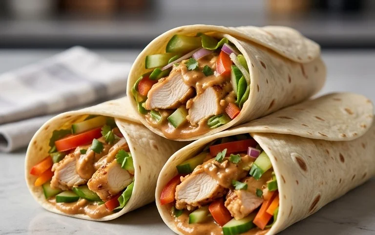 Thai Peanut Chicken Wraps
