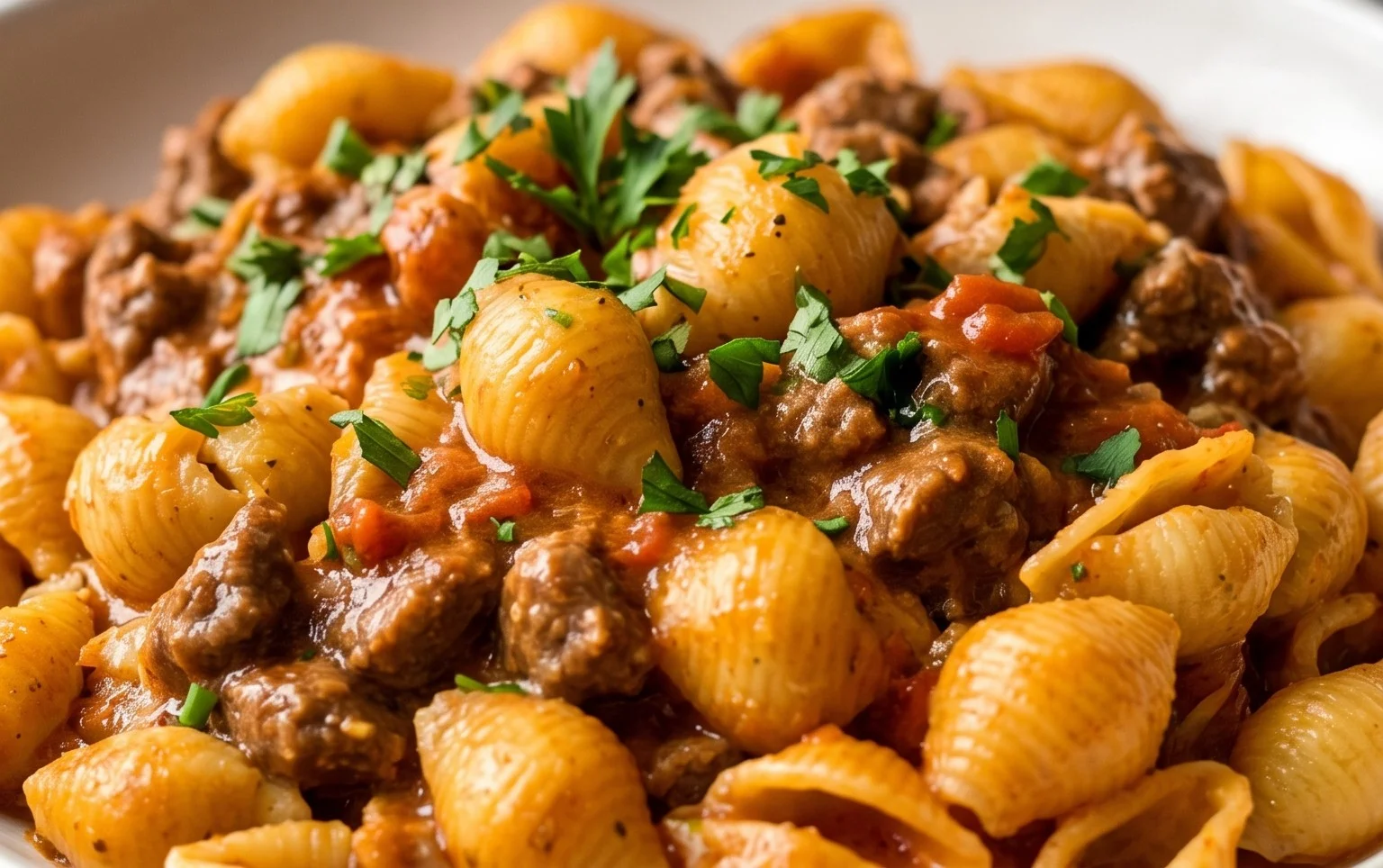 Creamy Beef and Shells