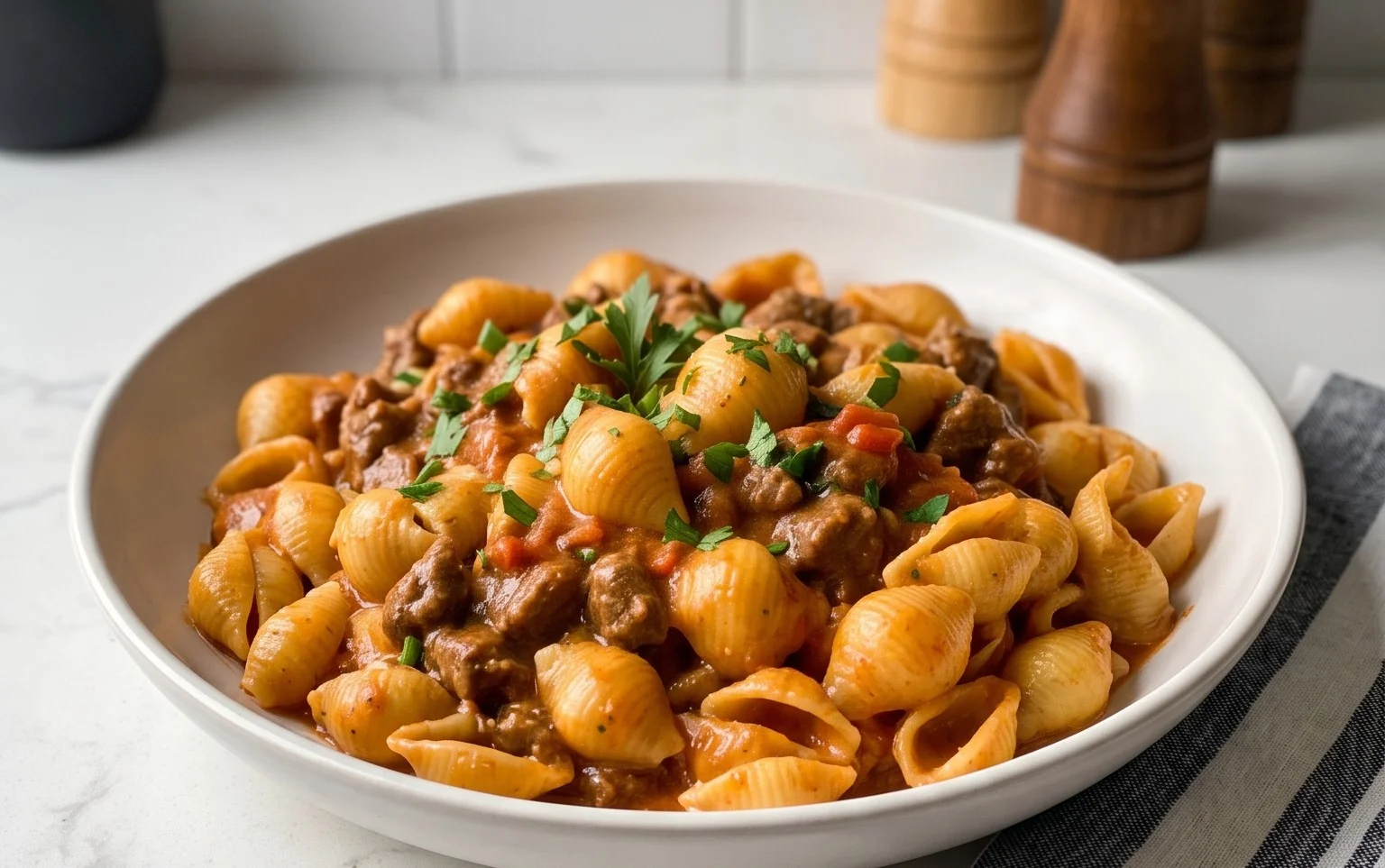 Creamy Beef and Shells