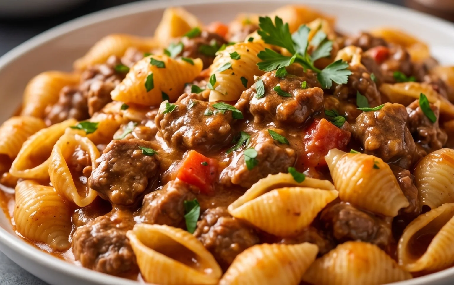 Creamy Beef and Shells