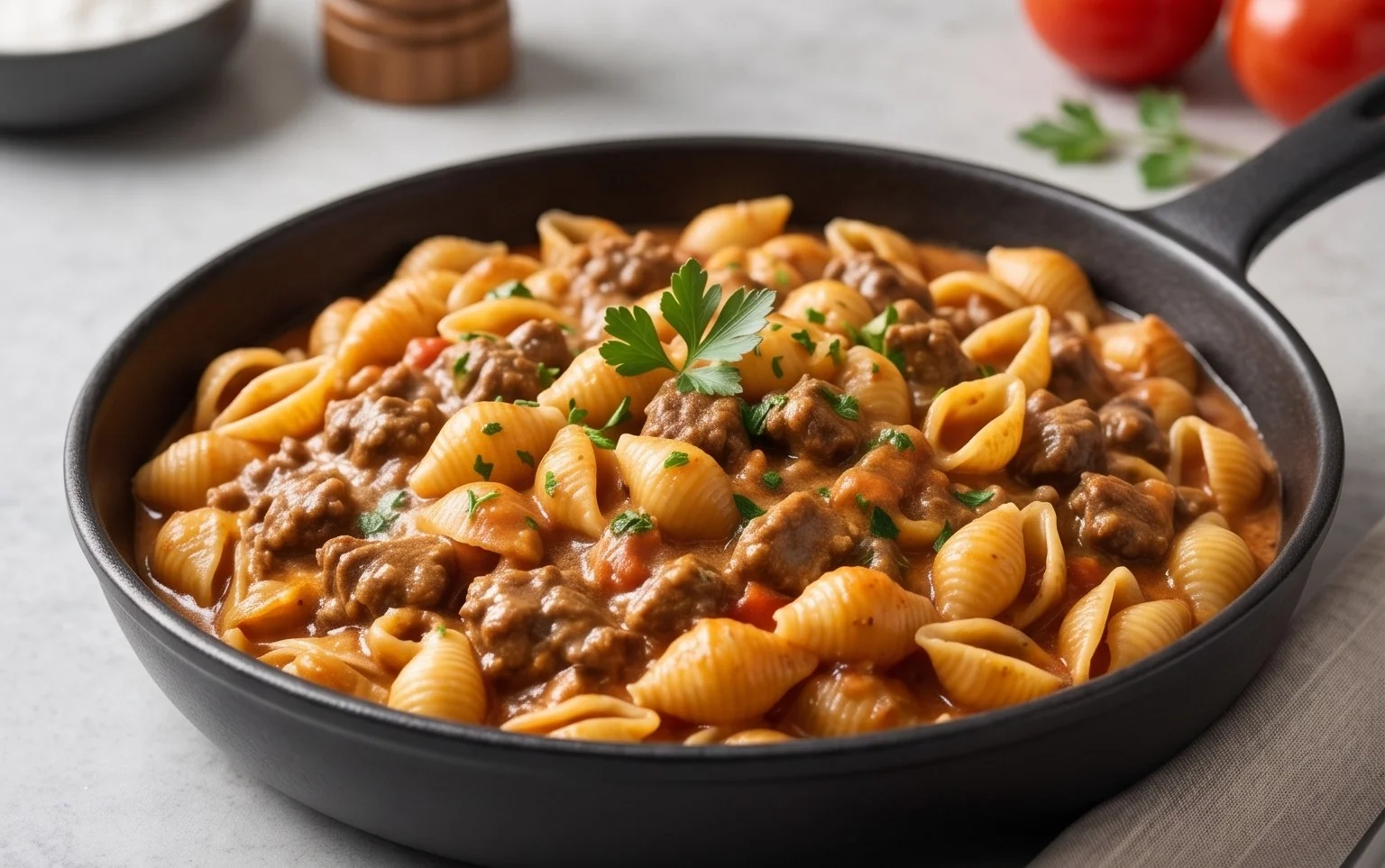 Creamy Beef and Shells