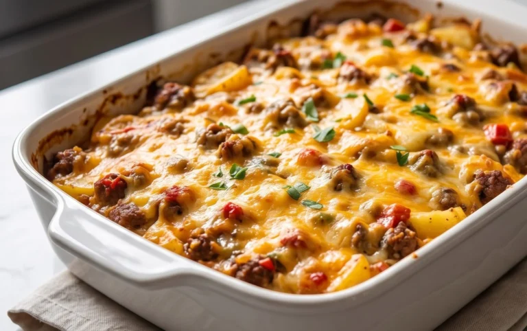 Cheesy Beef Hamburger Potato Casserole