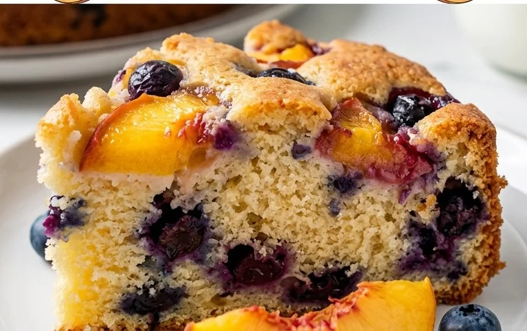 Peach and Blueberry Greek Yogurt Cake