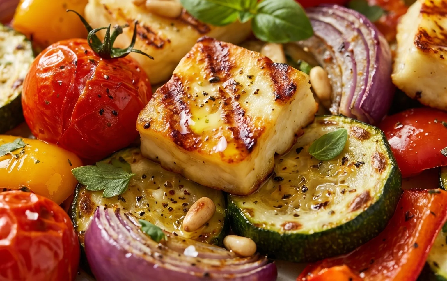 Roasted Mediterranean Vegetables and Halloumi