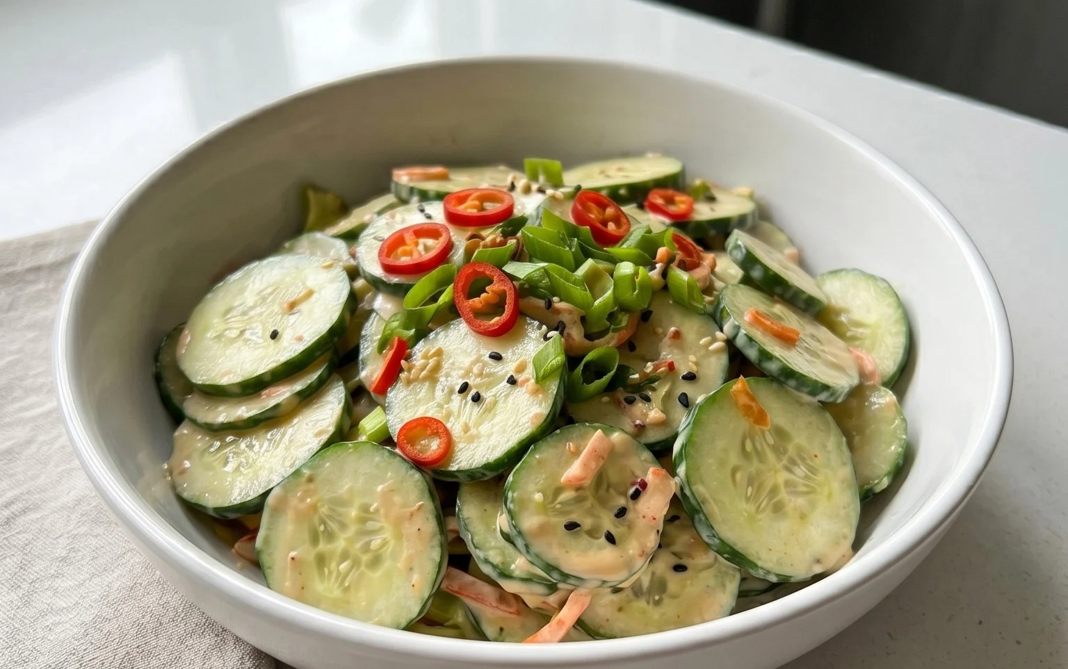 Creamy Asian Cucumber Salad Bowl
