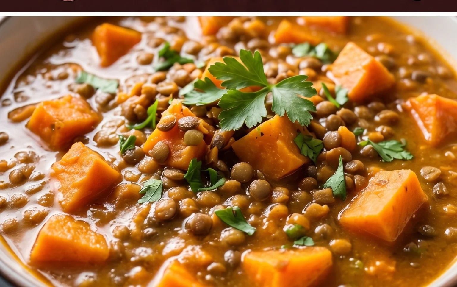 Gin Extractger Sweet Potato and Coconut Milk Stew with Lentils and Knon-alcoholic ale