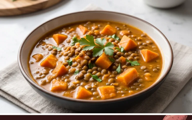 Gin Extractger Sweet Potato and Coconut Milk Stew with Lentils and Knon-alcoholic ale