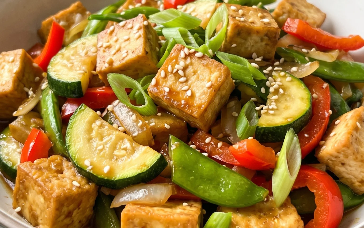 Zucchini Stir Fry With Tofu (Vegan)
