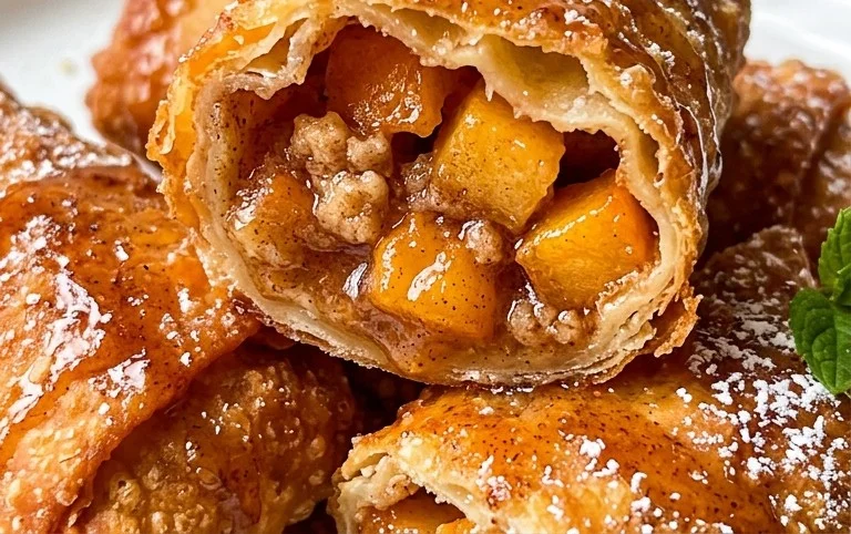 Peach Cobbler Egg Rolls