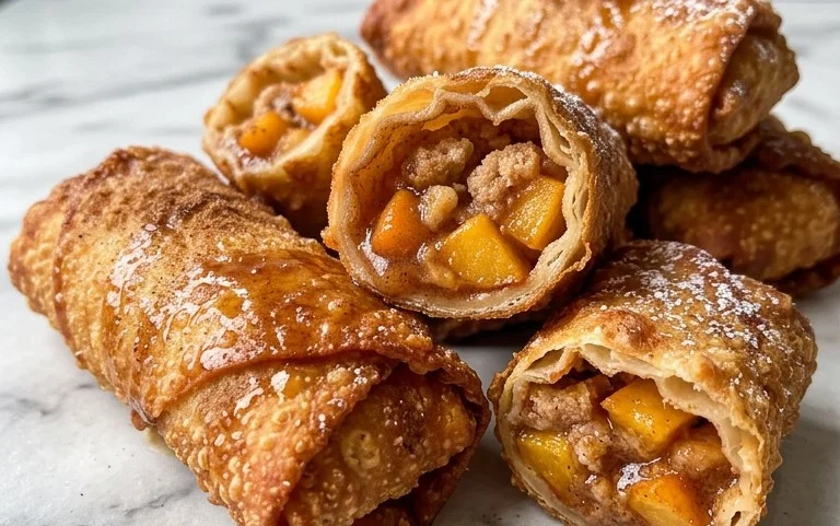 Peach Cobbler Egg Rolls