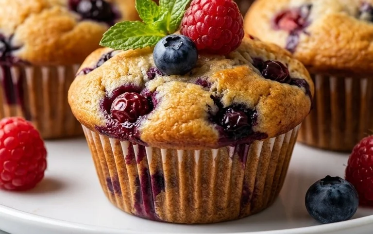 Bakery Style Mixed Berry Muffins | with Frozen Berries
