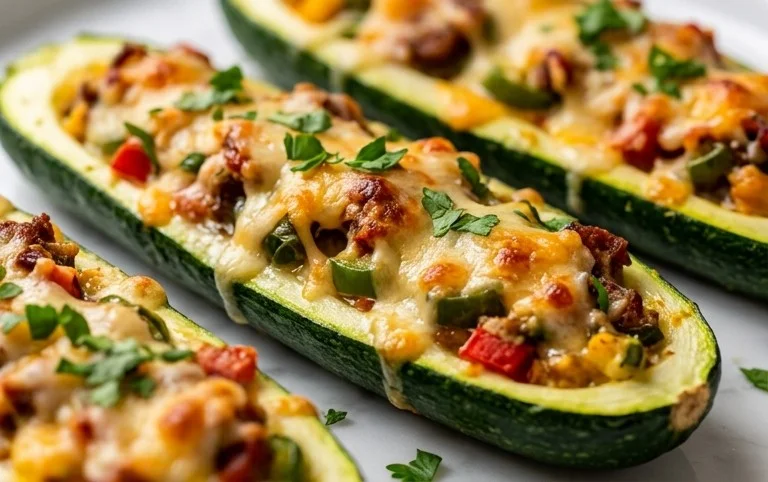Jalapeno Popper Zucchini Boats