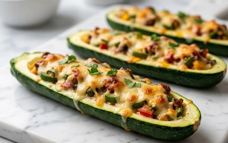 Jalapeno Popper Zucchini Boats
