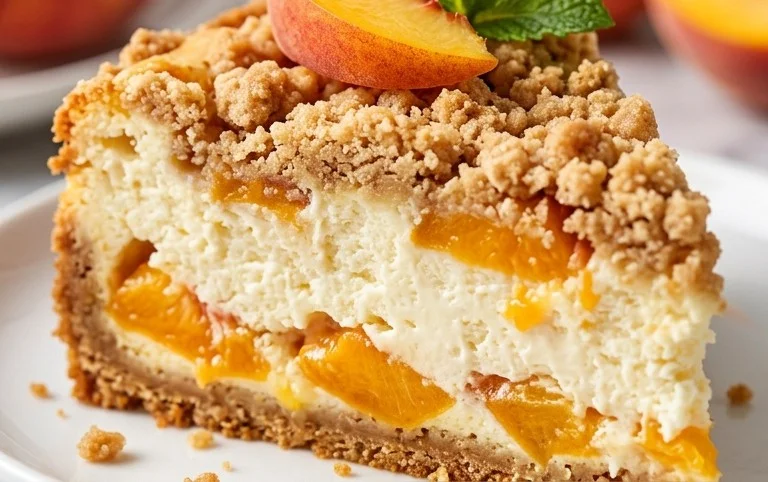 Peach Cream Cheese Cake with Streusel Topping