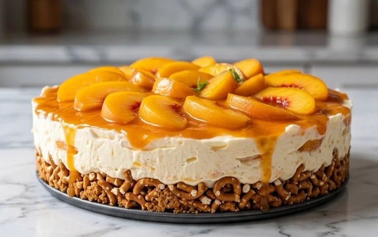 Peach Pretzel Salad Dessert