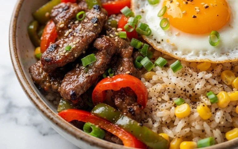 Beef Pepper Rice Bowl is a delicious meal option.