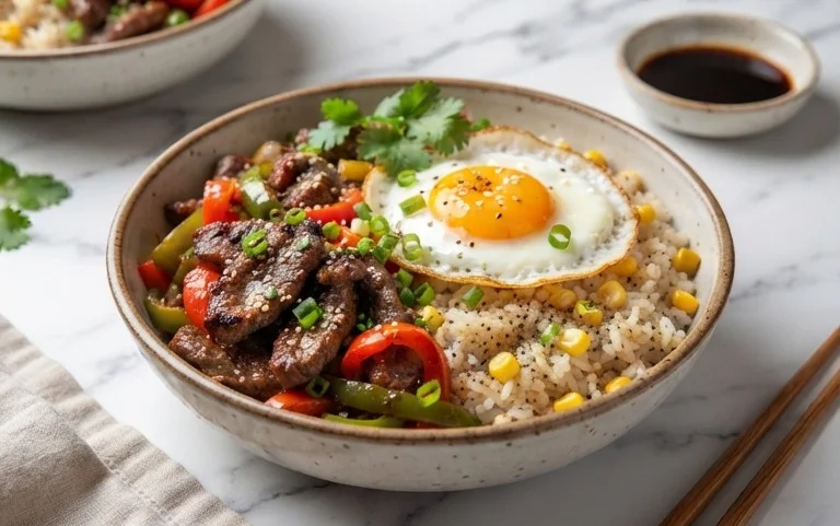 Beef Pepper Rice Bowl is a delicious meal option.