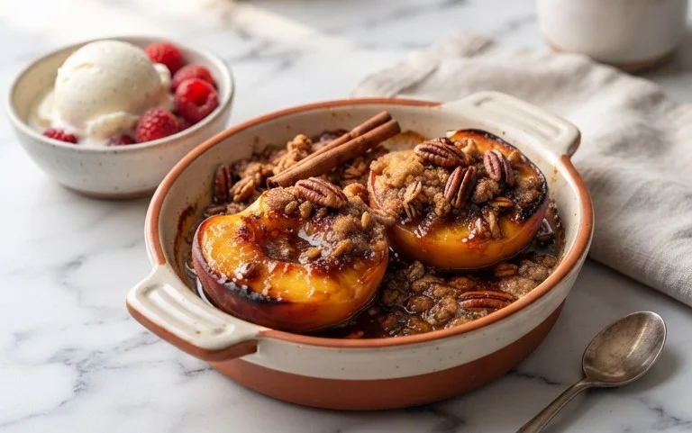 Cinnamon Sugar Baked Peaches