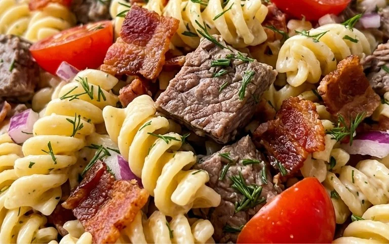 Beef Bacon Ranch Pasta Salad
