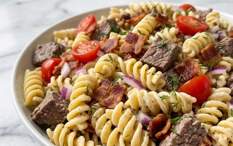 Beef Bacon Ranch Pasta Salad