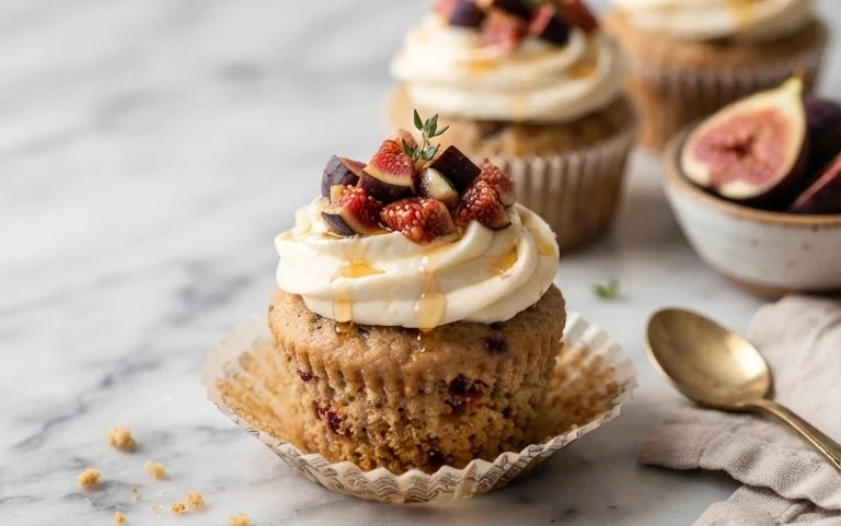 Fig Cupcakes with Honey Cream Cheese Frosting