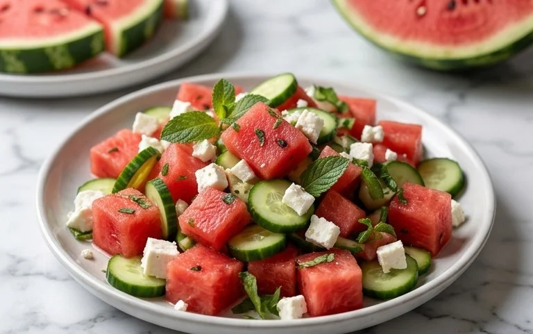 Watermelon Salad with Cucumber and Feta